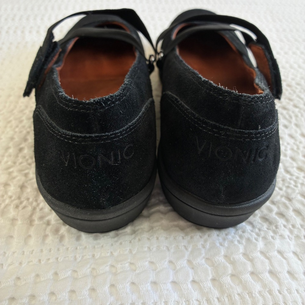 Vionic Shelby Mary Jane Black Suede Flat Hook and Loop Comfort Classic Women 8.5 - Picture 7 of 11